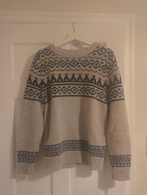 Fair Isle Knit Sweater By Wallace & Barnes in Cream and Navy